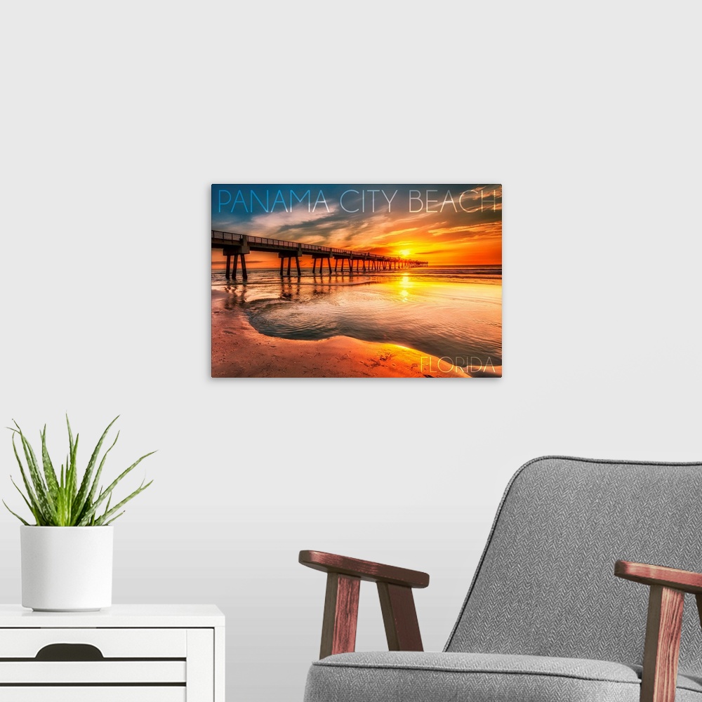 A modern room featuring Panama City Beach, Florida, Pier and Sunset