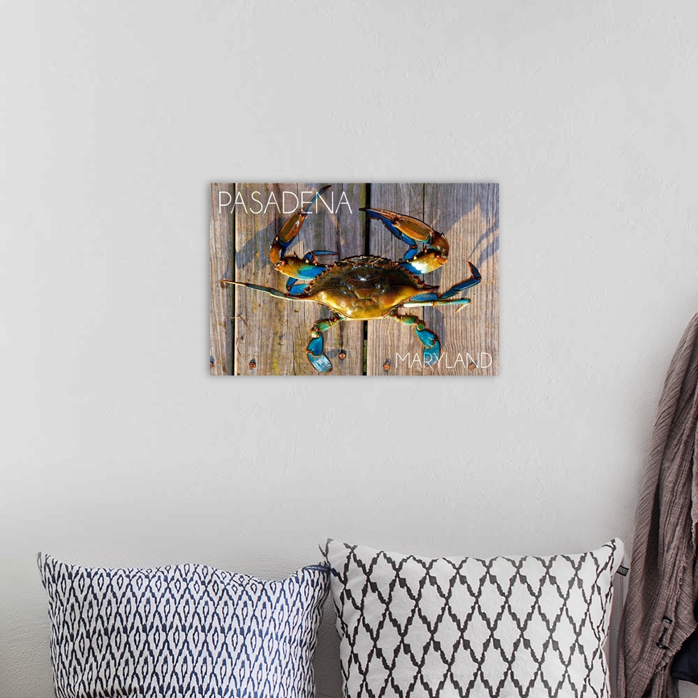 A bohemian room featuring Pasadena, Maryland, Blue Crab on Dock