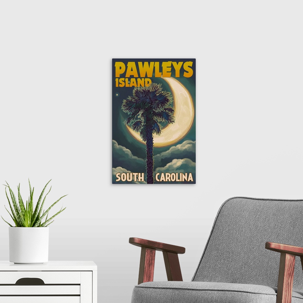A modern room featuring Pawleys Island, South Carolina, Palmetto Moon and Palm