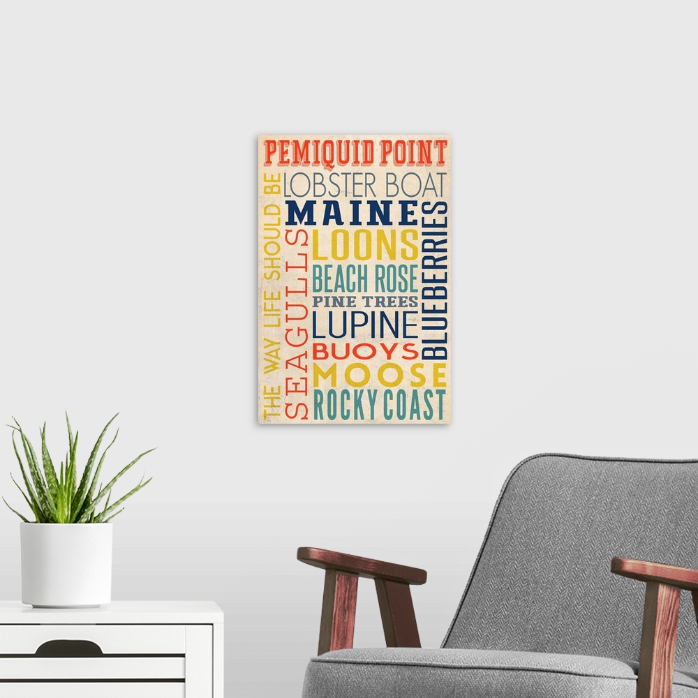 A modern room featuring Pemiquid Point, Maine, Typography