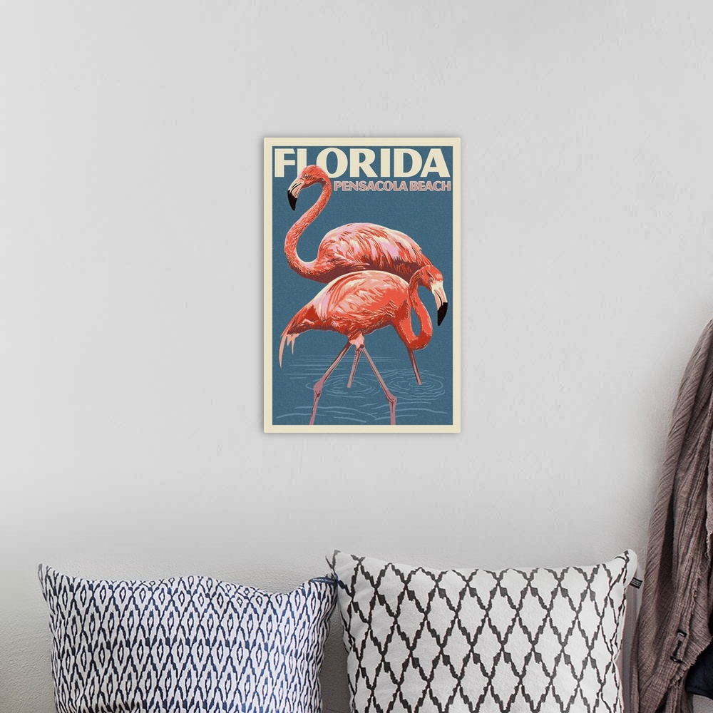 A bohemian room featuring Pensacola Beach, Florida, Flamingo, Letterpress