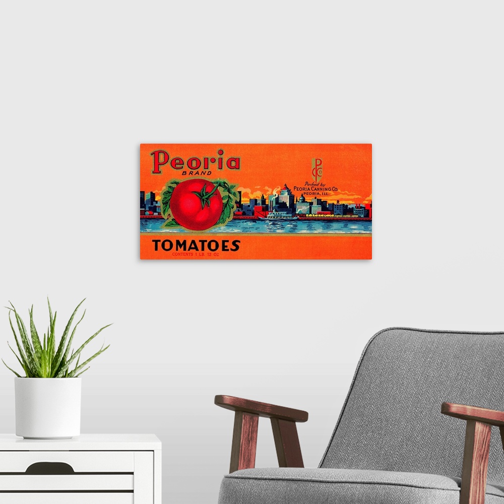 A modern room featuring Peoria Tomato Label, Peoria, IL