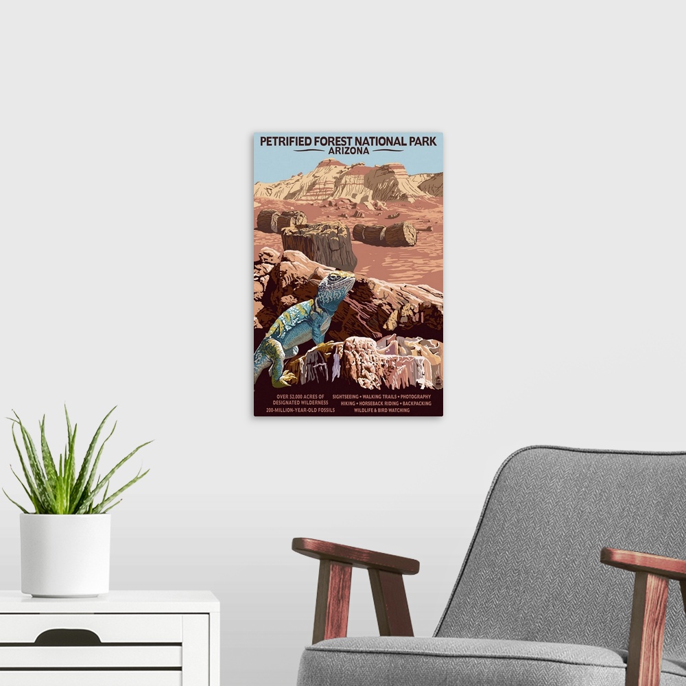 A modern room featuring Petrified Forest National Park - Arizona: Retro Travel Poster