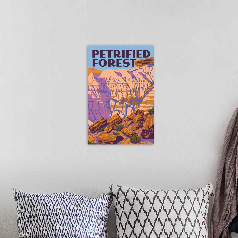 A bohemian room featuring Petrified Forest National Park, Broken Logs: Graphic Travel Poster
