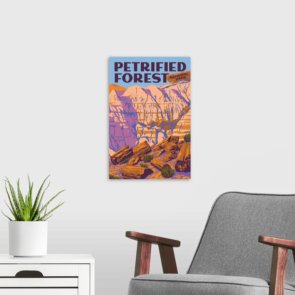 A modern room featuring Petrified Forest National Park, Broken Logs: Graphic Travel Poster