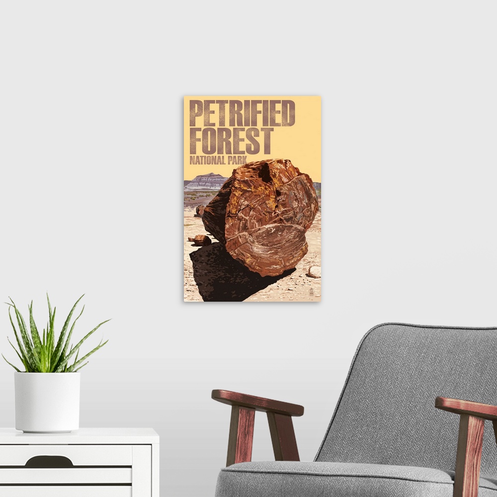 A modern room featuring Petrified Forest National Park, Log: Retro Travel Poster