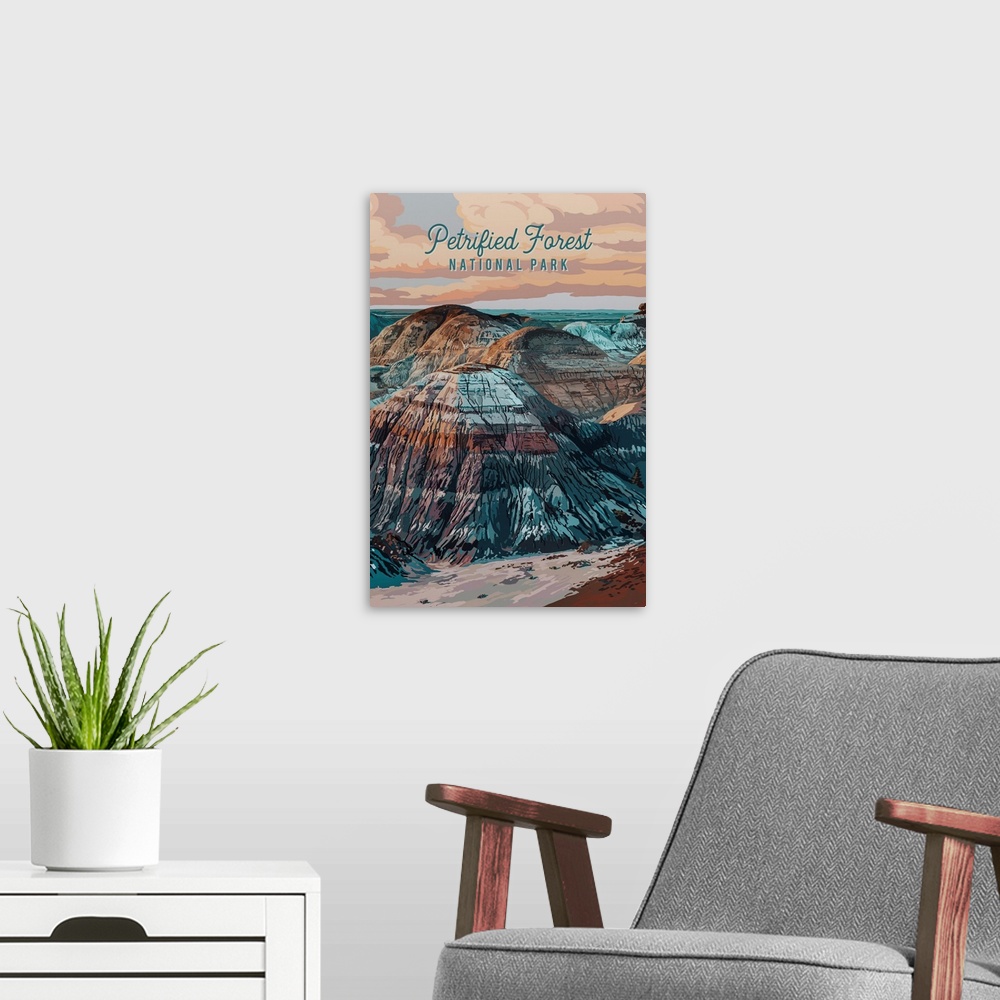 A modern room featuring Petrified Forest National Park, Painted Desert: Retro Travel Poster