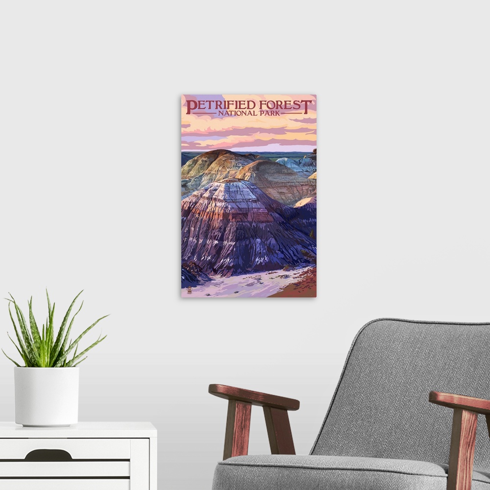 A modern room featuring Petrified Forest National Park, Painted Desert: Retro Travel Poster
