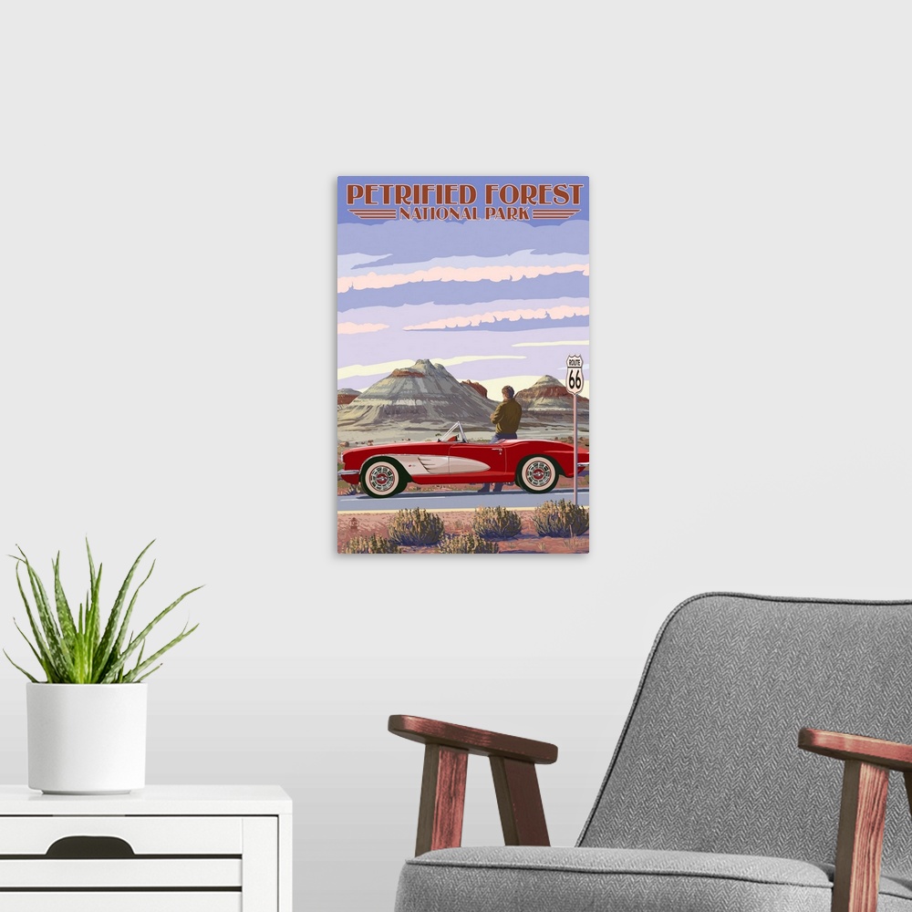 A modern room featuring Petrified Forest National Park, Road Trip: Retro Travel Poster