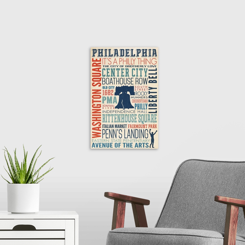 A modern room featuring Philadelphia, PA, Typography