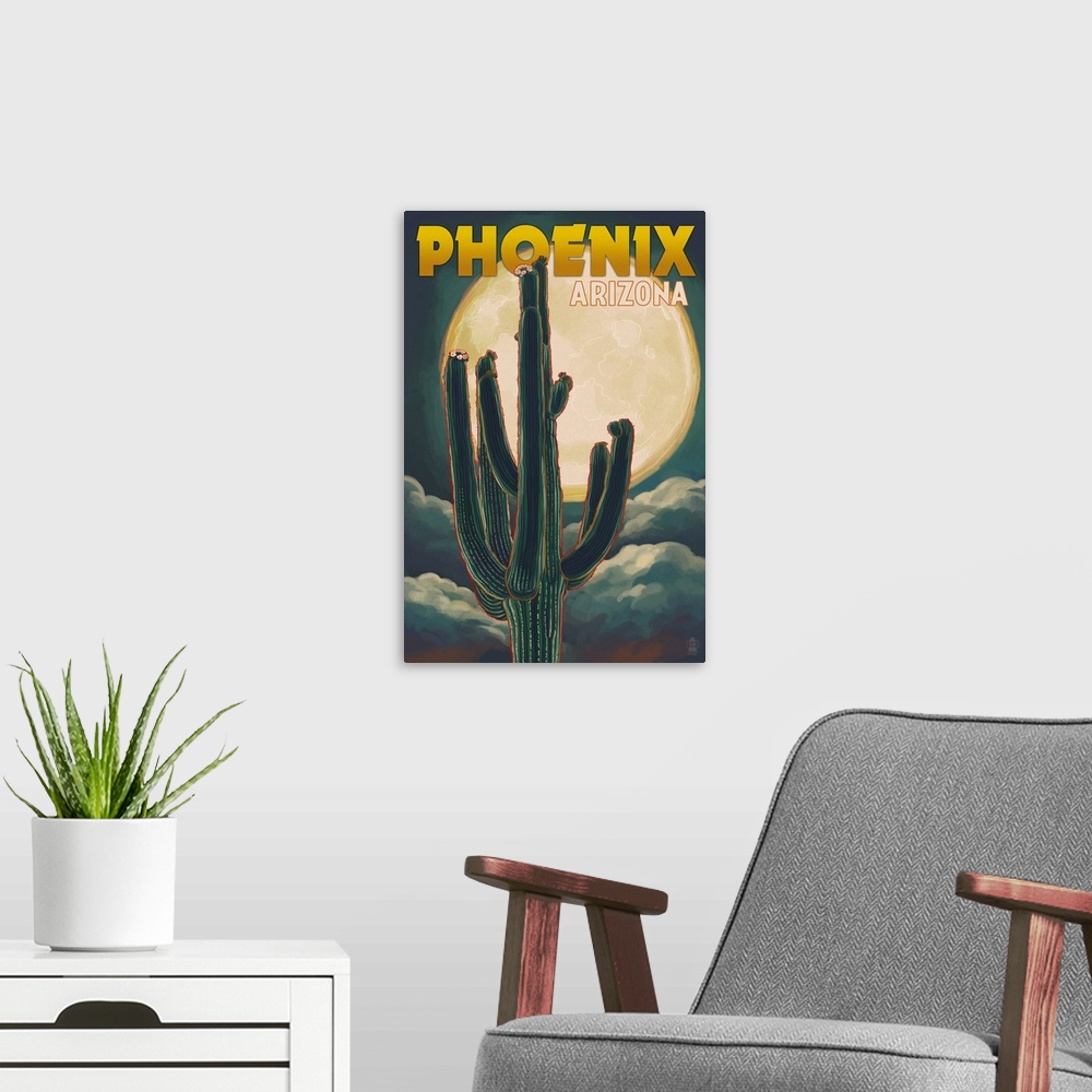 A modern room featuring Phoenix, Arizona, Cactus and Full Moon