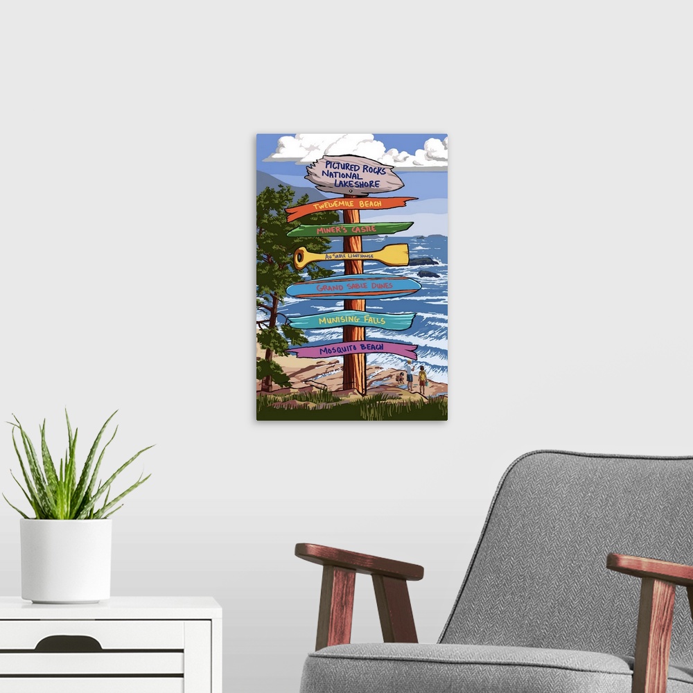 A modern room featuring Pictured Rocks National Lakeshore, Michigan, Signpost