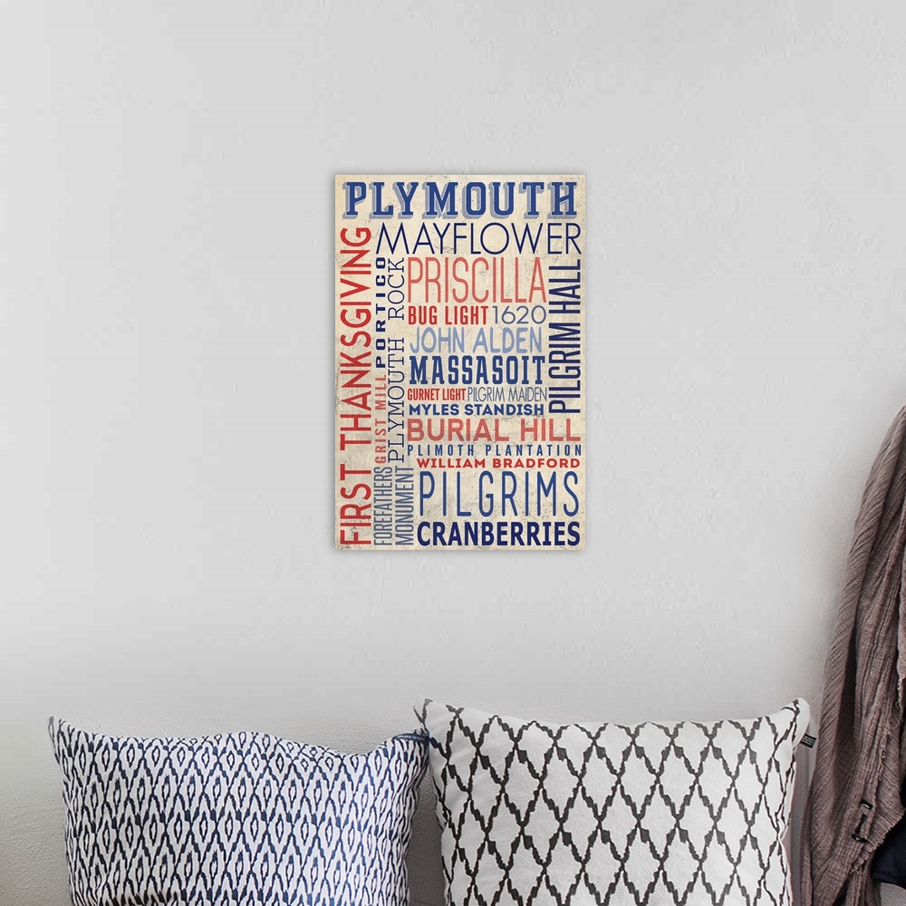 A bohemian room featuring Plymouth, Massachusetts, Typography