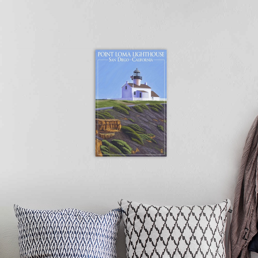 A bohemian room featuring Point Loma Lighthouse - San Diego, California: Retro Travel Poster