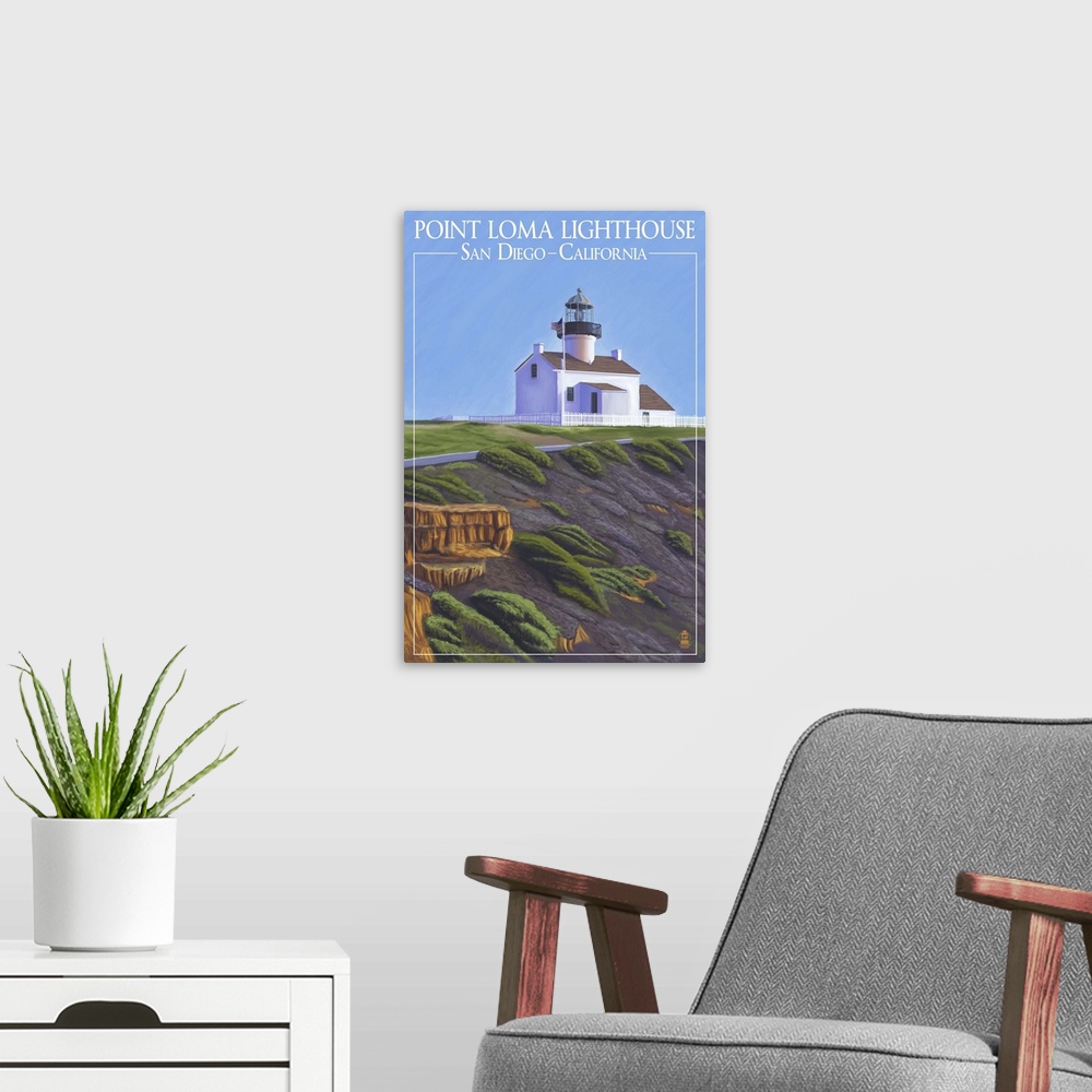 A modern room featuring Point Loma Lighthouse - San Diego, California: Retro Travel Poster