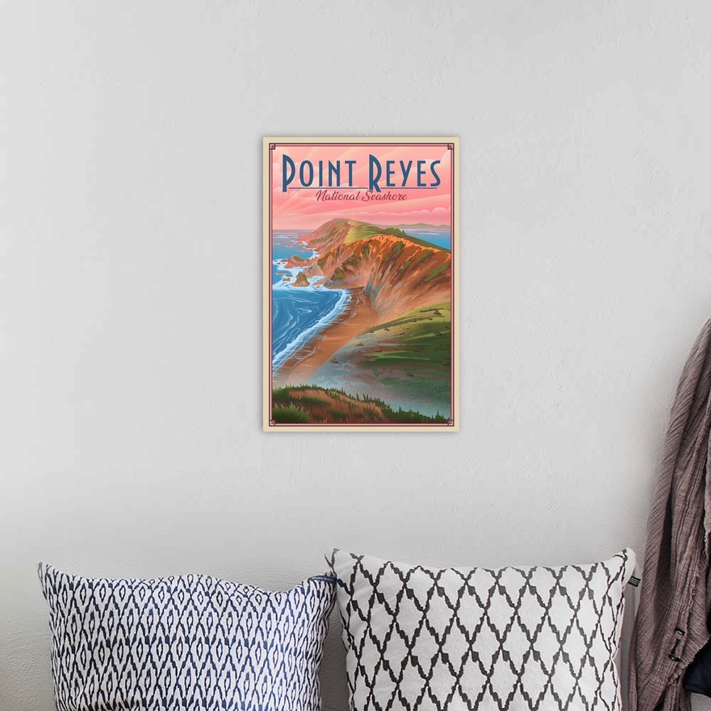 A bohemian room featuring Point Reyes National Seashore, California - Lithograph