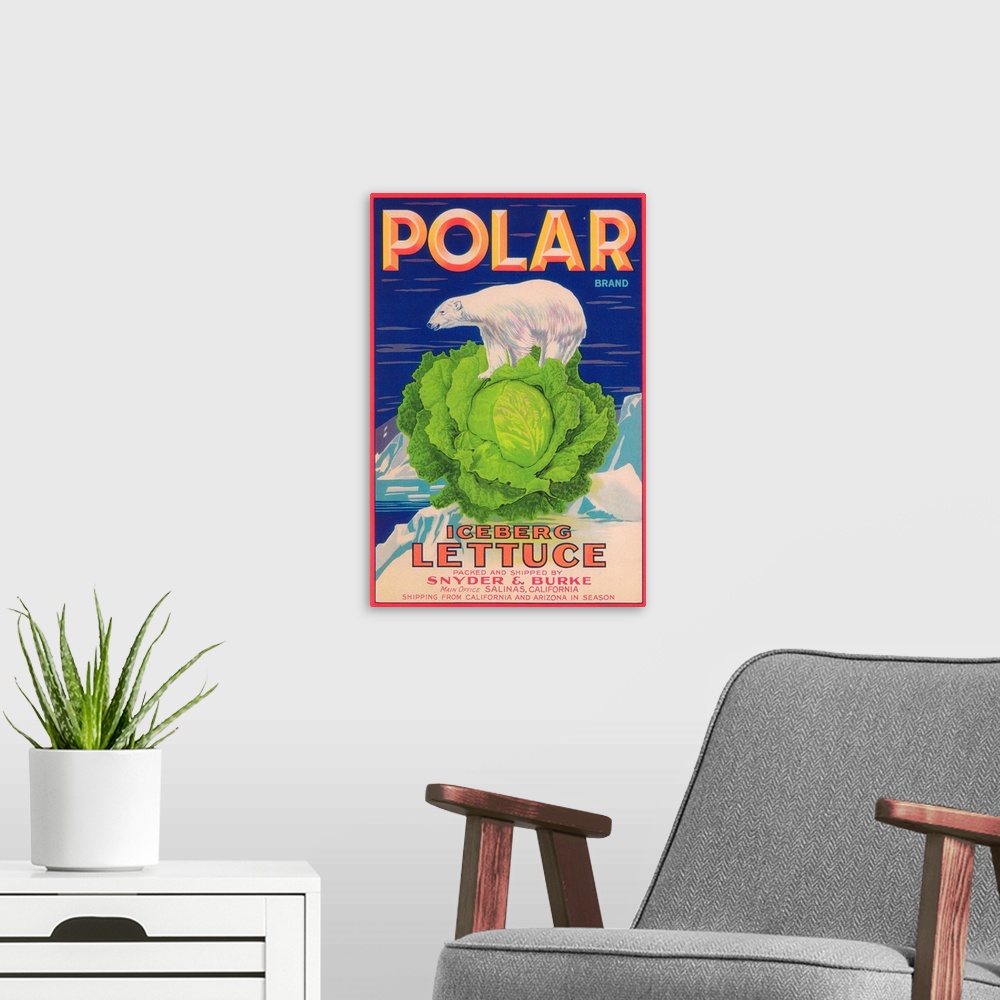 A modern room featuring Polar Lettuce Label, Salinas, CA