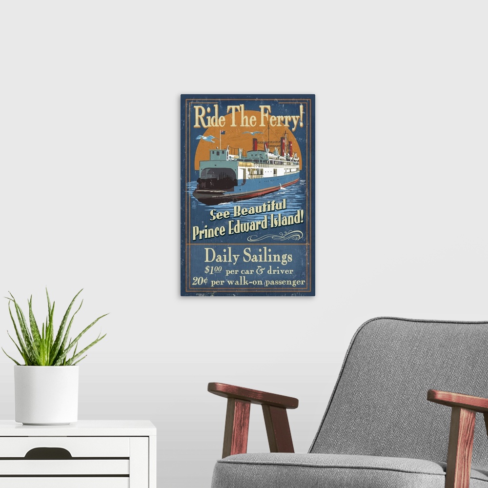 A modern room featuring Prince Edward Island, Ferry Vintage Sign