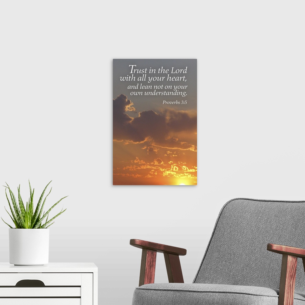 A modern room featuring Proverbs 3:5 - Inspirational
