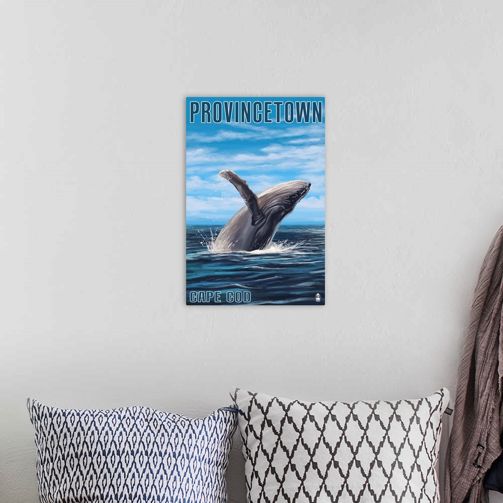 A bohemian room featuring Provincetown, Massachusetts - Humback Whale: Retro Travel Poster