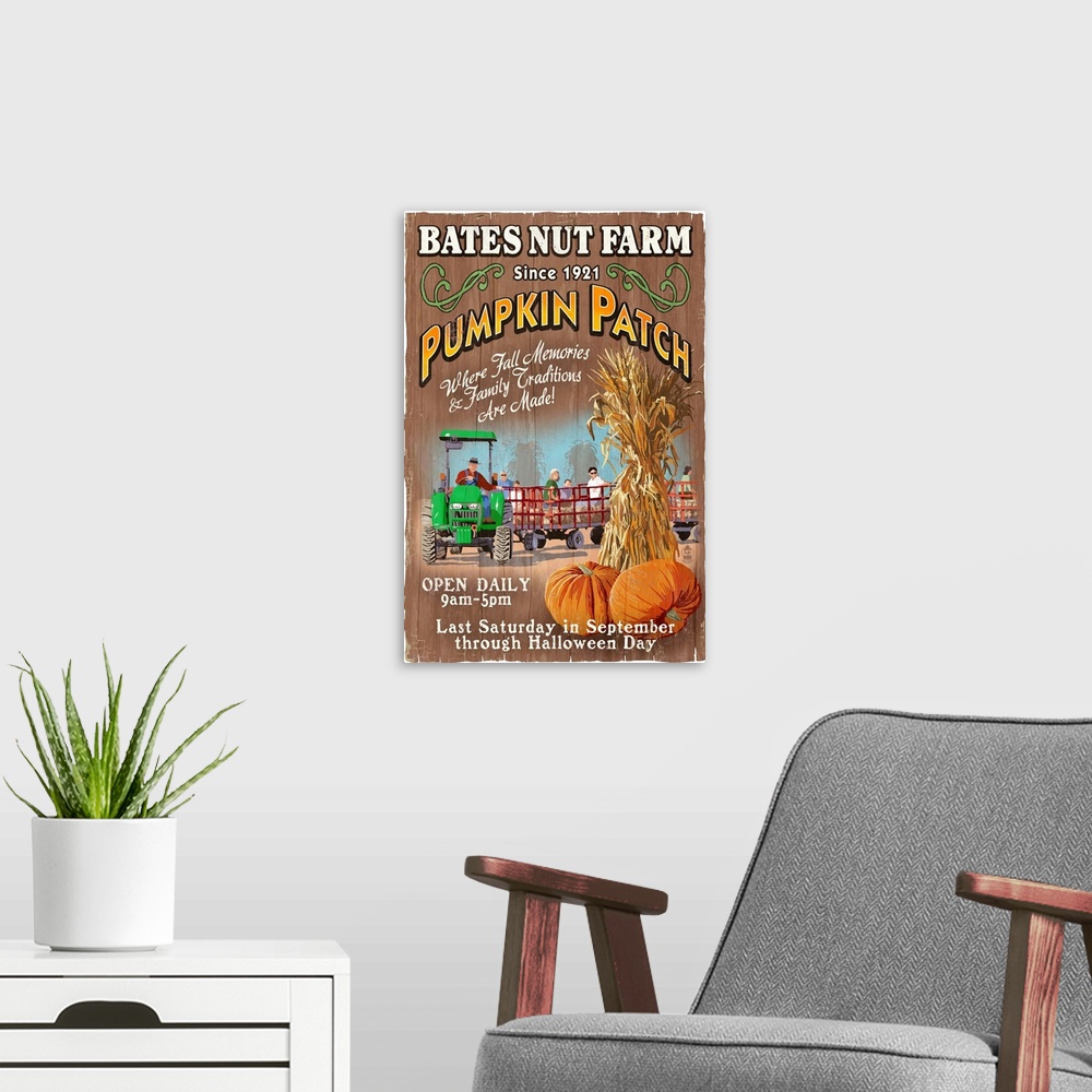 A modern room featuring Pumpkin Patch, Bates Nut Farm, California