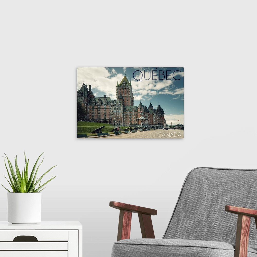 A modern room featuring Quebec, Canada, Chateau Frontenac Cannons