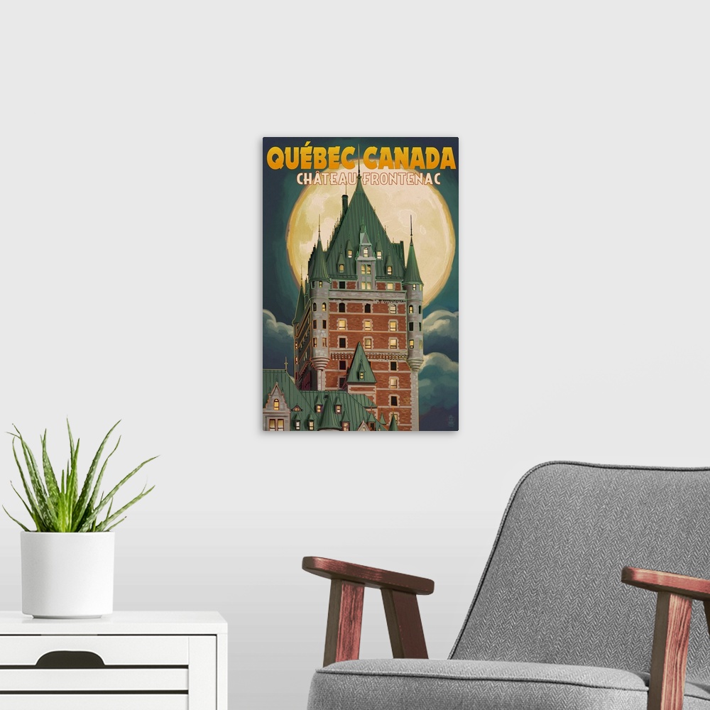 A modern room featuring Quebec City, Canada, Chateau Frontenac and Full Moon