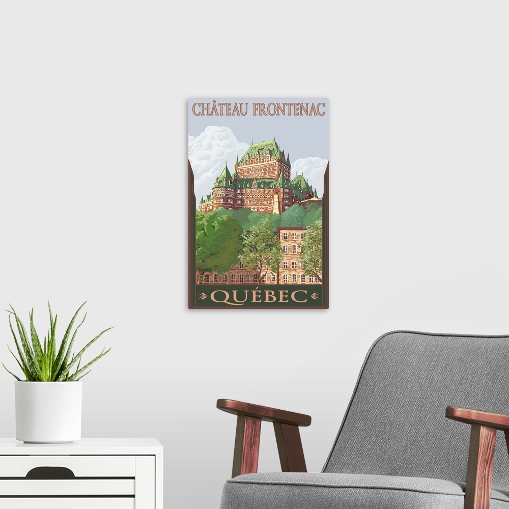 A modern room featuring Quebec City, Canada - Chateau Frontenac: Retro Travel Poster