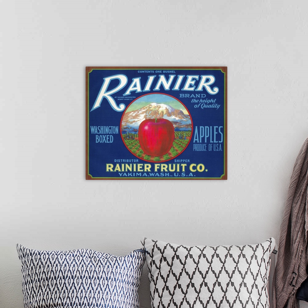 A bohemian room featuring Rainier Apple Label, Yakima, WA