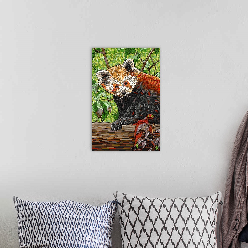 A bohemian room featuring Red Panda - Mosaic