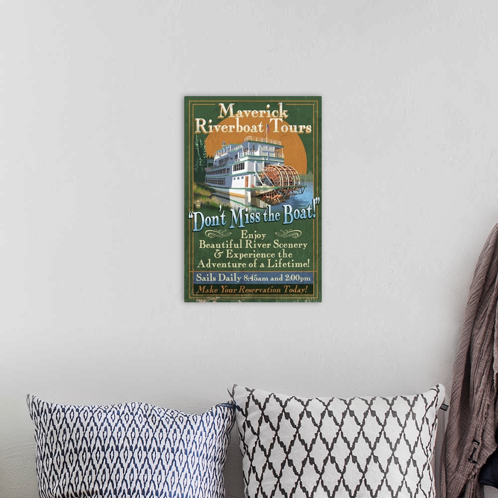 A bohemian room featuring Riverboat, Vintage Sign