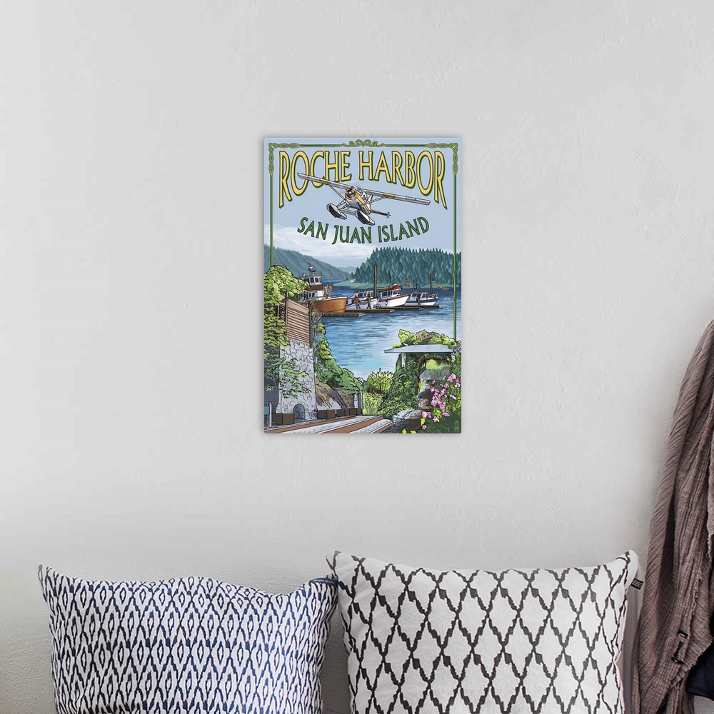 A bohemian room featuring Roche Harbor, San Juan Island, Washington Views: Retro Travel Poster