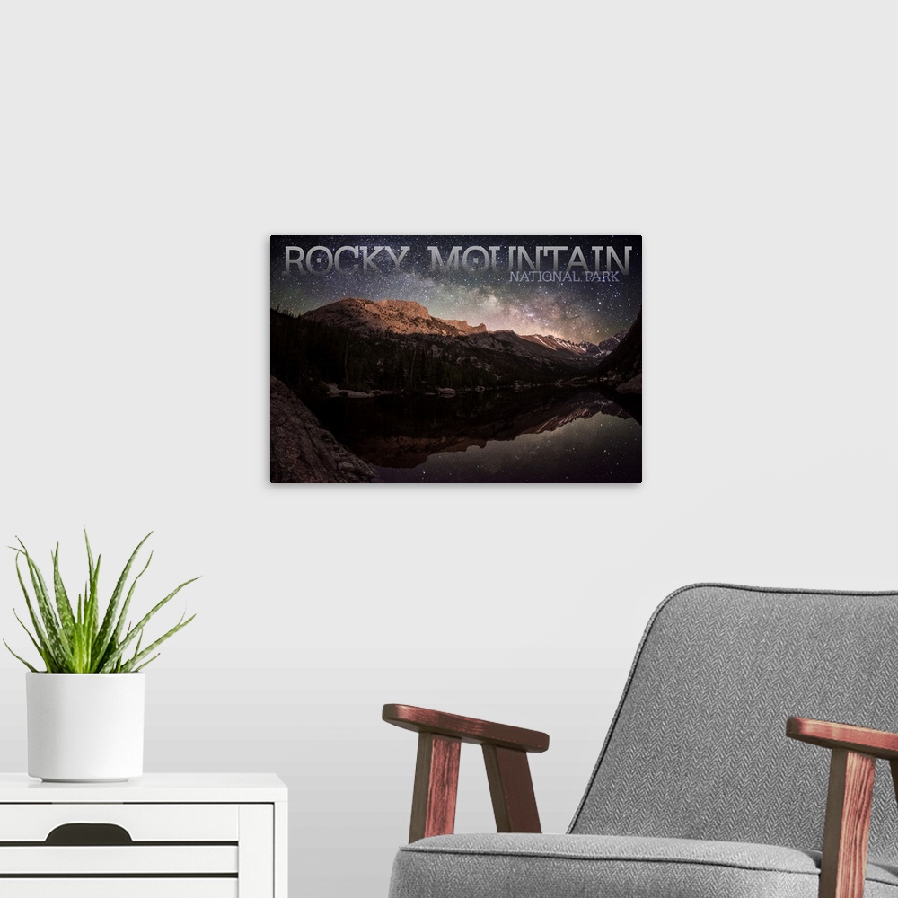 A modern room featuring Rocky Mountain National Park, Bear Lake: Travel Poster