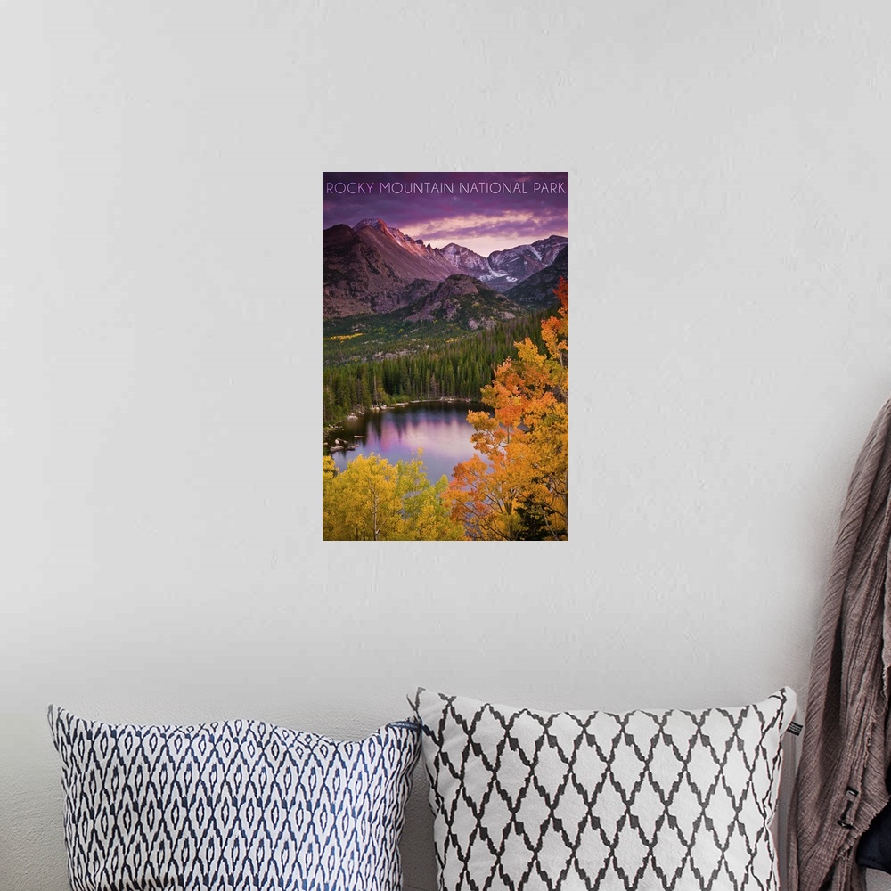 A bohemian room featuring Rocky Mountain National Park, Colorado, Sunset and Lake