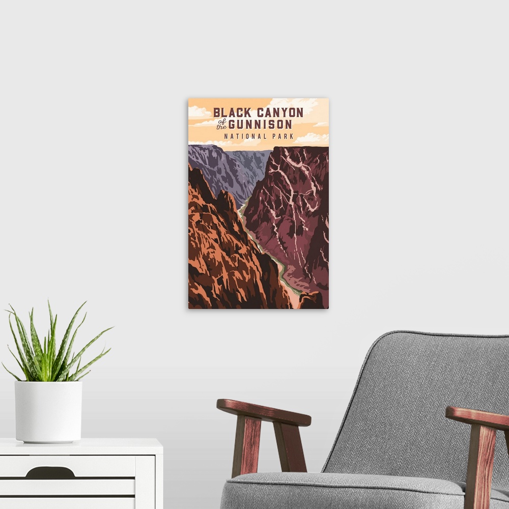 A modern room featuring Rocky Mountain National Park, Gunnison River: Graphic Travel Poster