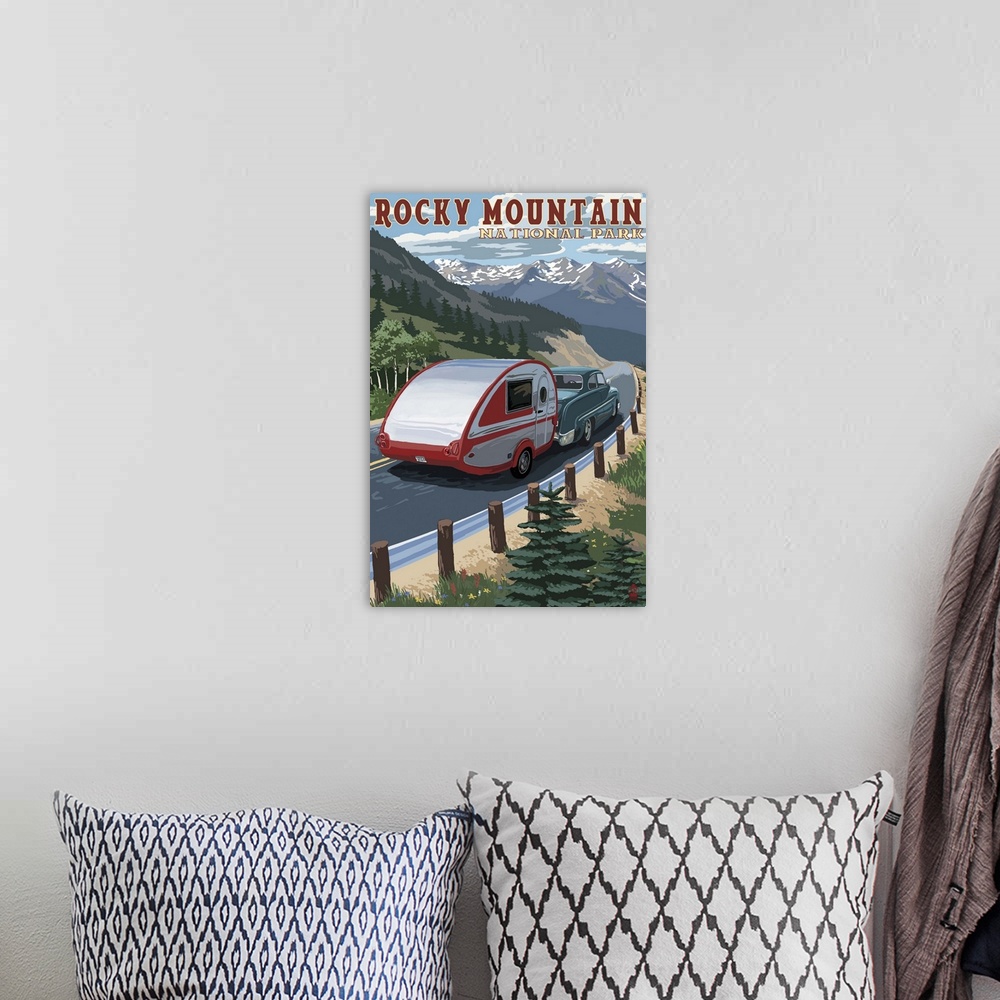 A bohemian room featuring Rocky Mountain National Park - Retro Camper: Retro Travel Poster