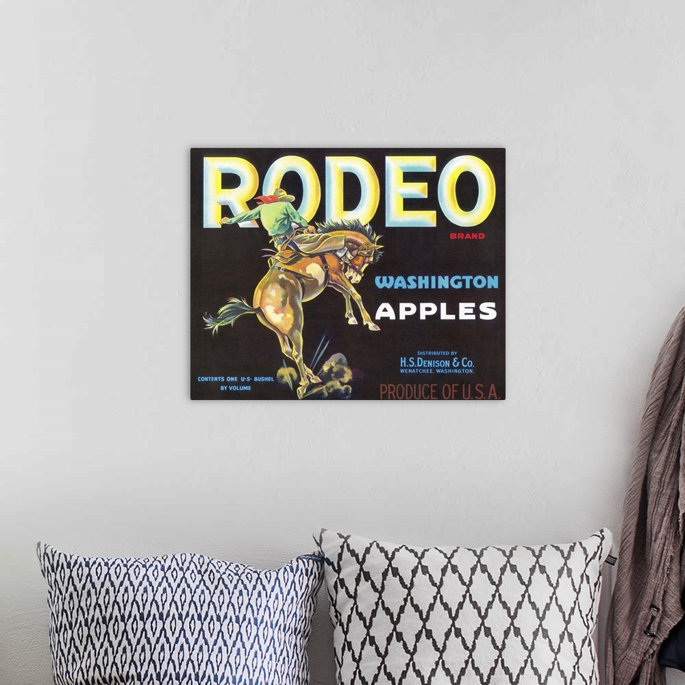 A bohemian room featuring Rodeo Apple Label, Wenatchee, WA
