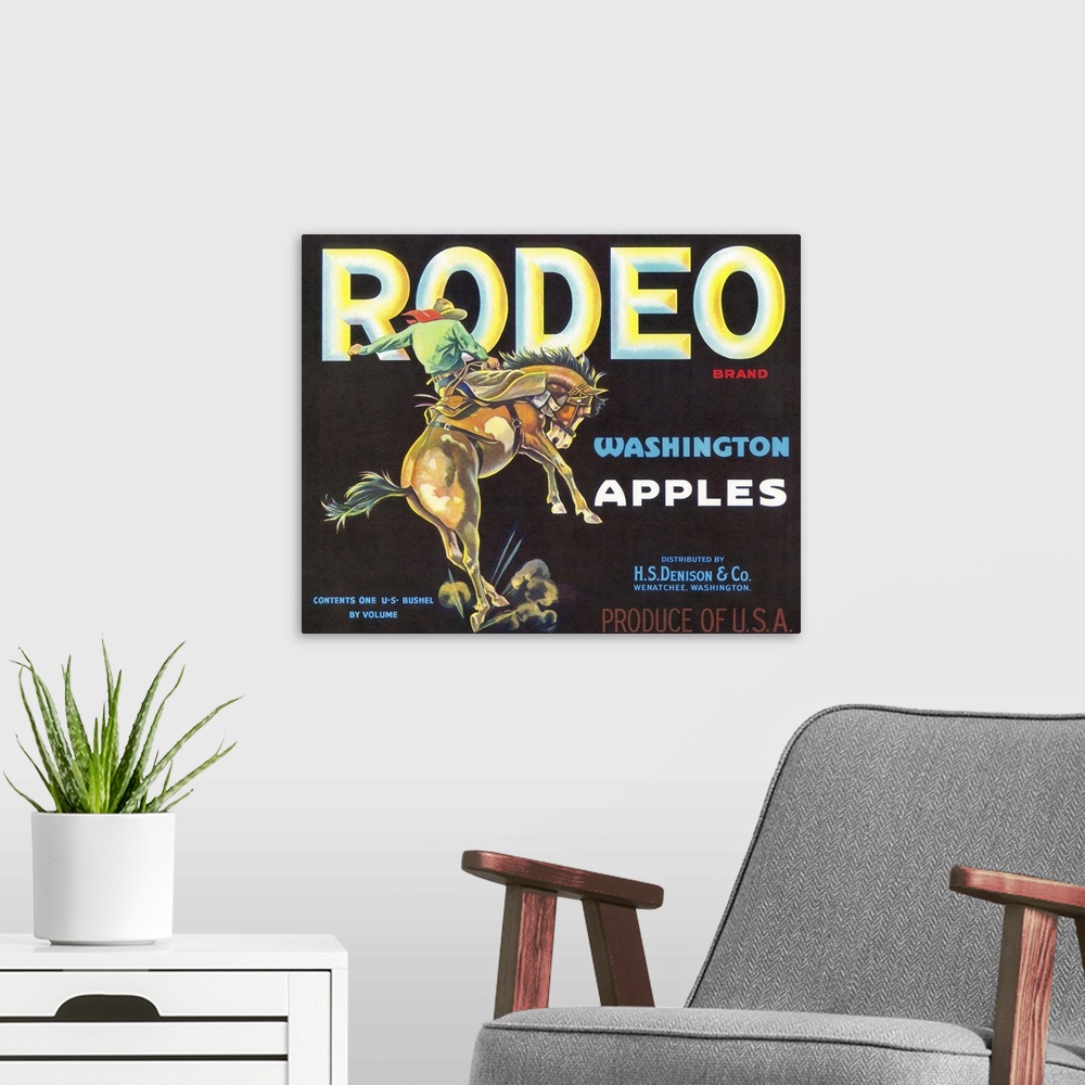A modern room featuring Rodeo Apple Label, Wenatchee, WA