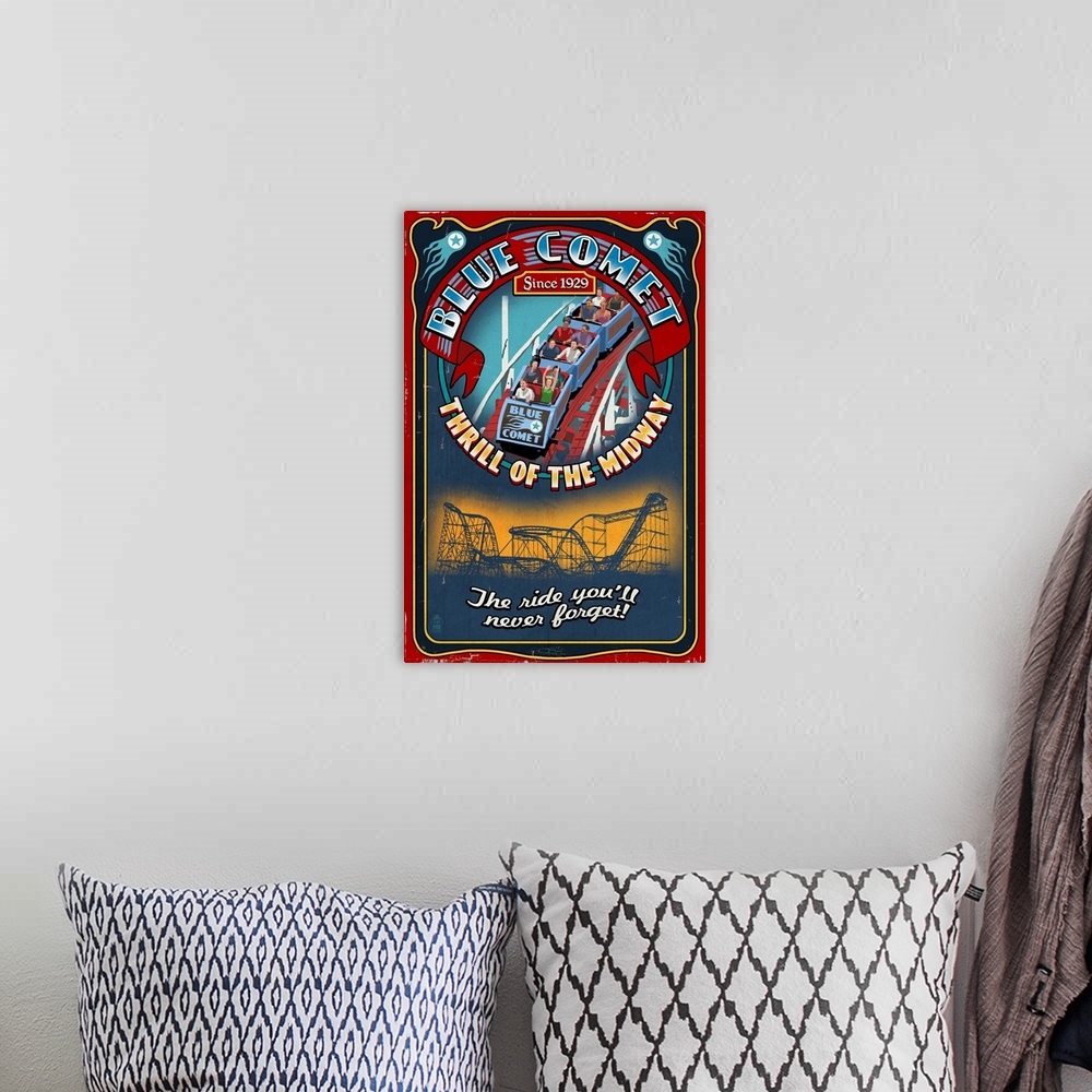 A bohemian room featuring Roller Coaster, Vintage Sign
