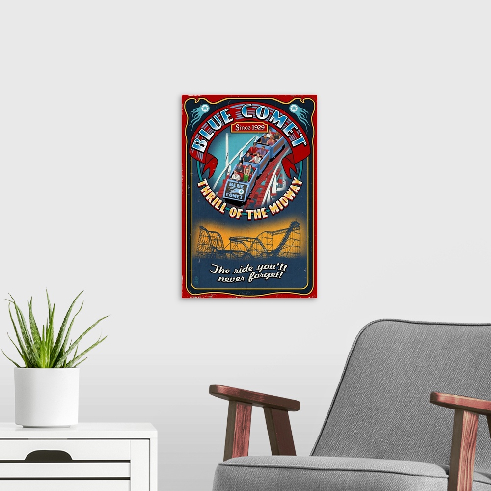 A modern room featuring Roller Coaster, Vintage Sign