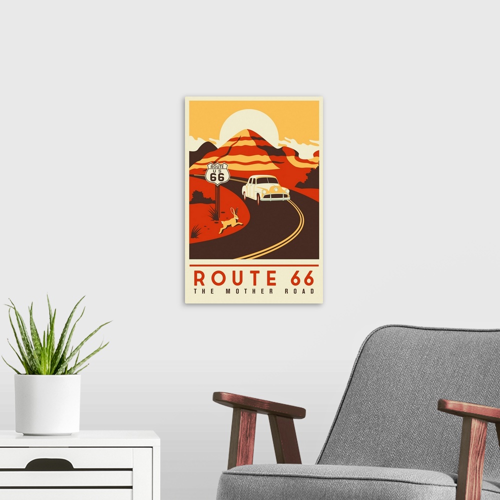 A modern room featuring Route 66 - Mother Road - Simplified