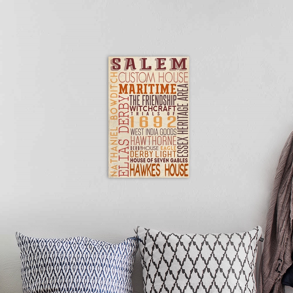 A bohemian room featuring Salem, Massachusetts, Typography
