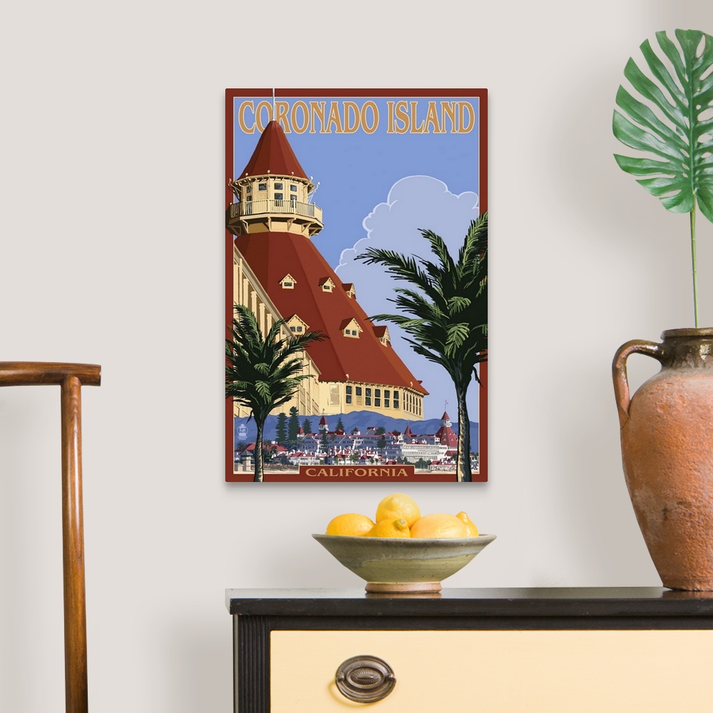 A traditional room featuring San Diego, California - Hotel Del Coronado: Retro Travel Poster