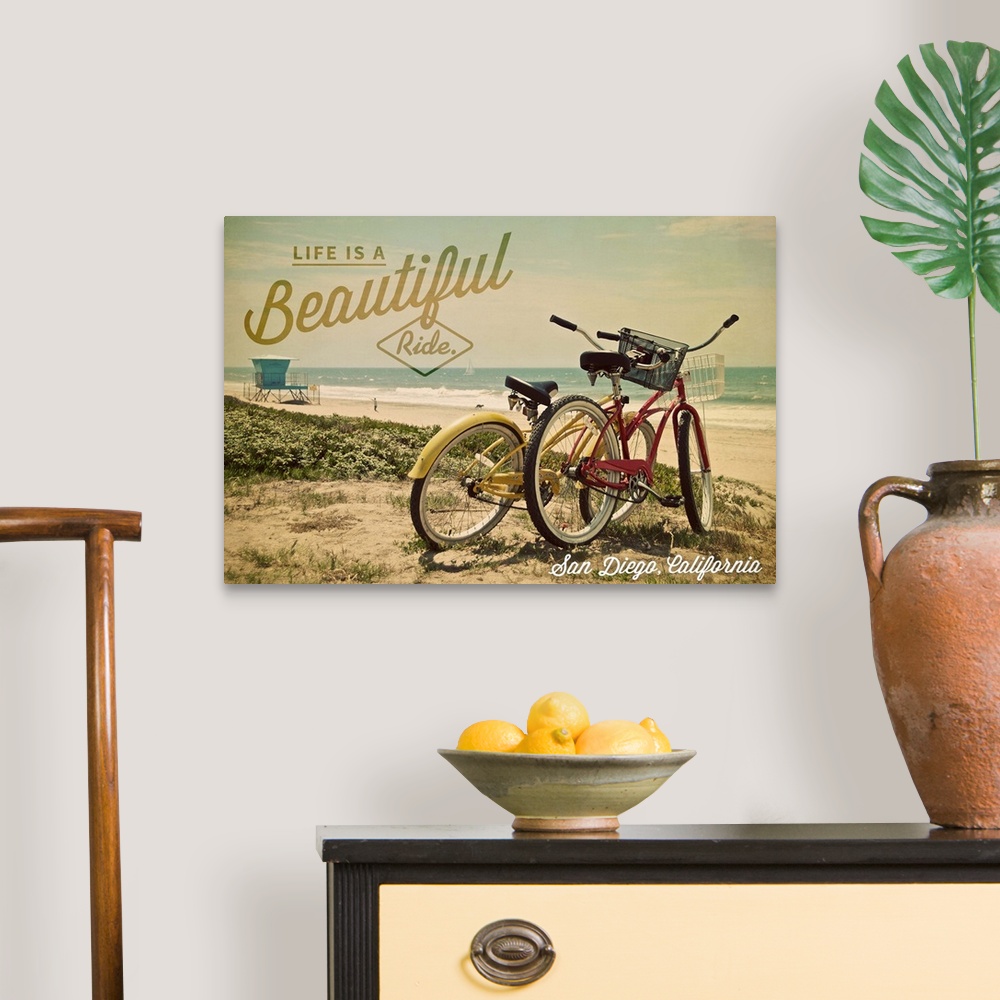 A traditional room featuring San Diego, California, Life is a Beautiful Ride, Beach Cruisers