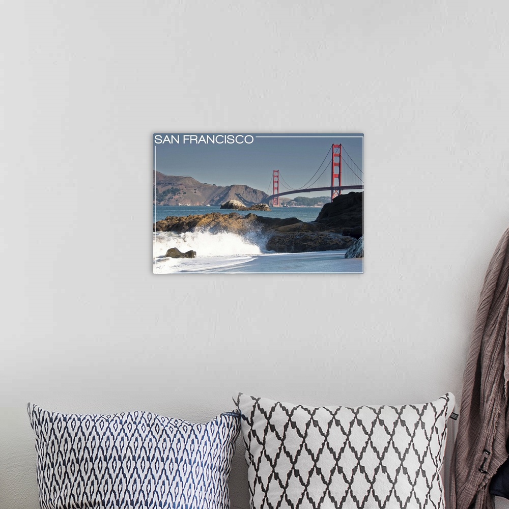 A bohemian room featuring San Francisco, California - Golden Gate Bridge and Beach