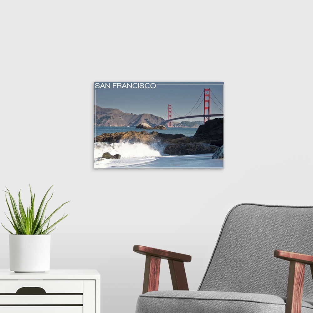 A modern room featuring San Francisco, California - Golden Gate Bridge and Beach