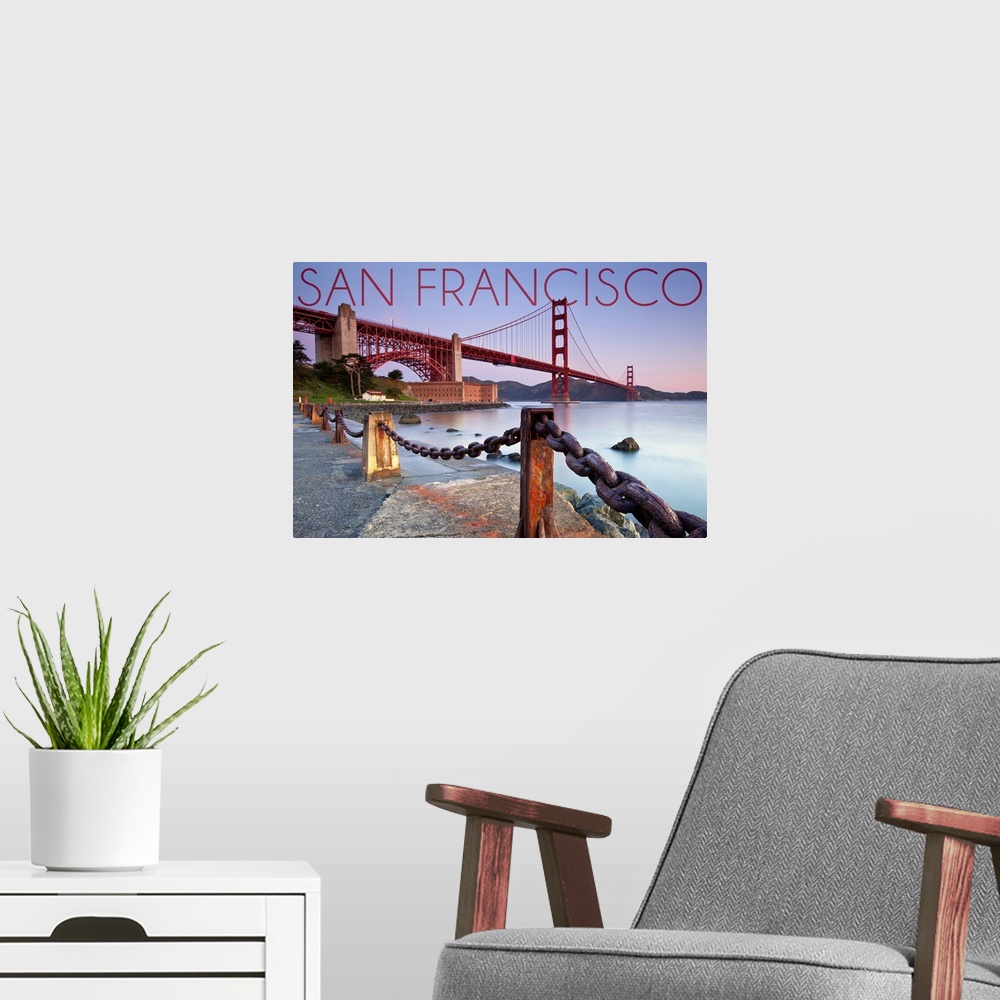 A modern room featuring San Francisco, California, Golden Gate View
