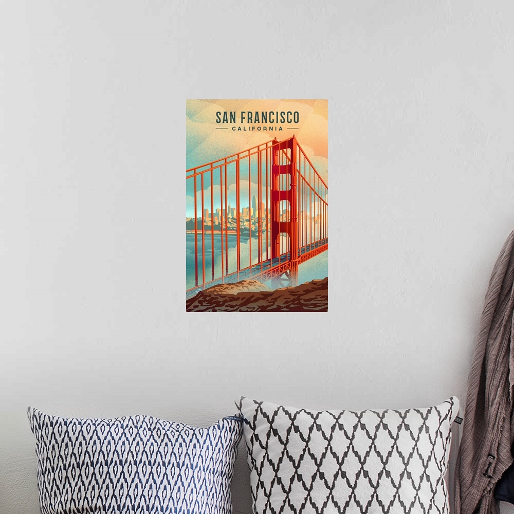 A bohemian room featuring San Francisco, California - Lithograph - City Series