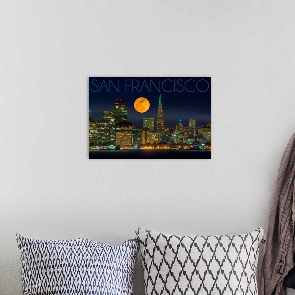 A bohemian room featuring San Francisco, California, Skyline and Full Moon