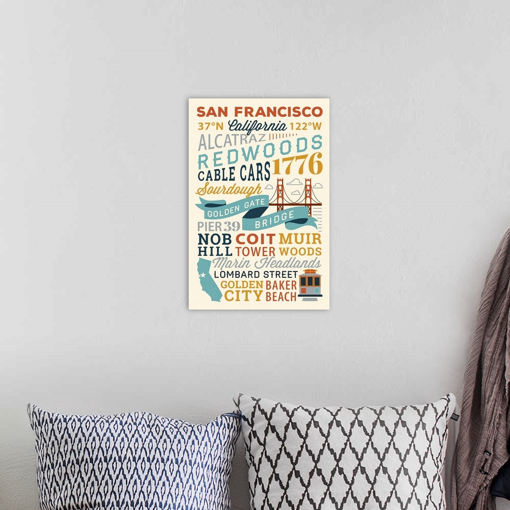 A bohemian room featuring San Francisco, California - Typography Stacked
